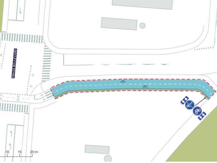 Tegning af cykelsti ved Amagerbanen